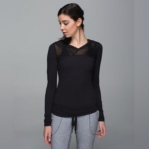 lululemon athletica Black Long-Sleeve Mesh Accent Top
